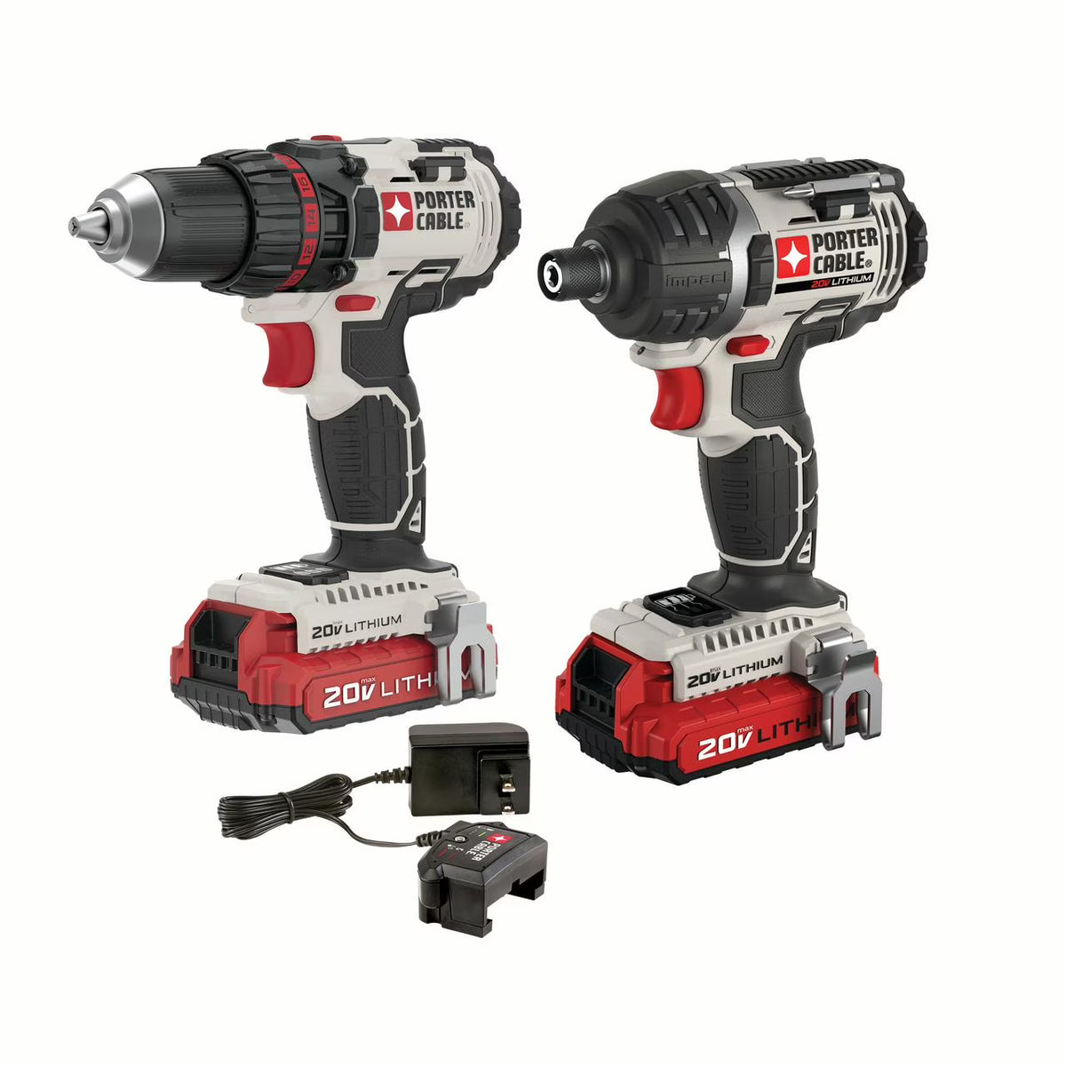 PORTER CABLE 20 - Volt Max Lithium - Ion Cordless Drill & Impact Driver Combo Kit, PCCK602L2