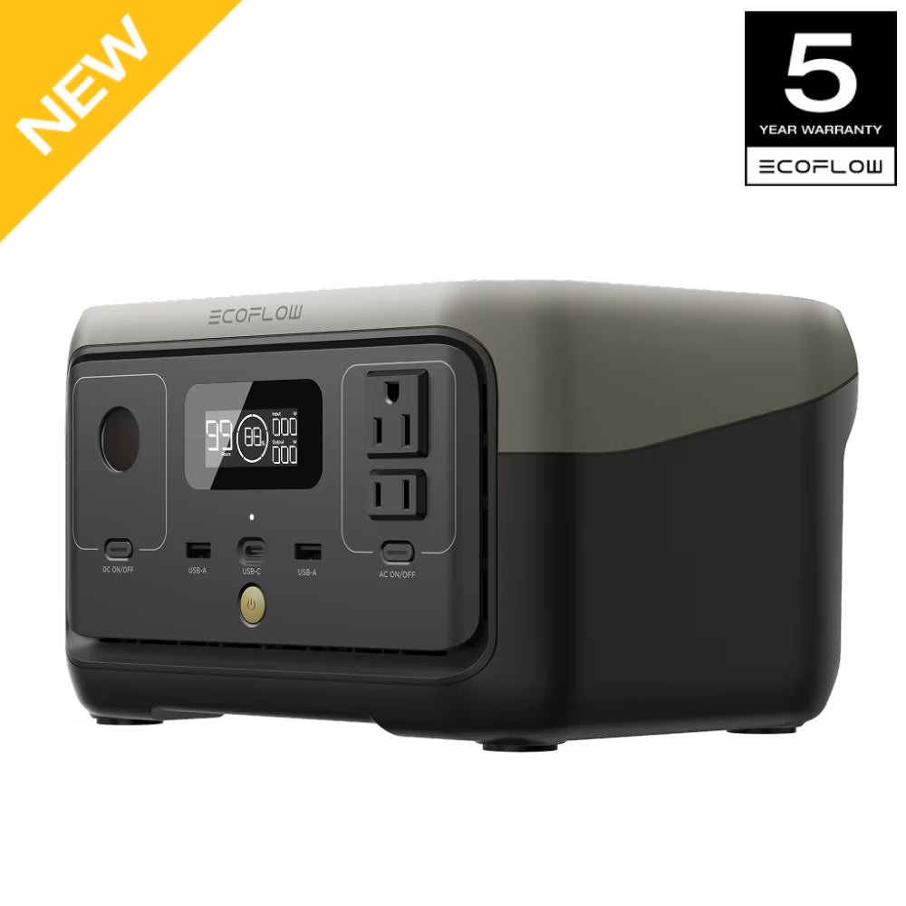 EF Ecoflow Portable Power Station RIVER 2 240, 243wh LiFePO4 Battery/1 Hour Fast Charging, 600W Output Solar Generator (Solar Panel Optional) for Outdoor Camping, Home Use, RV, Walmart Exclusive