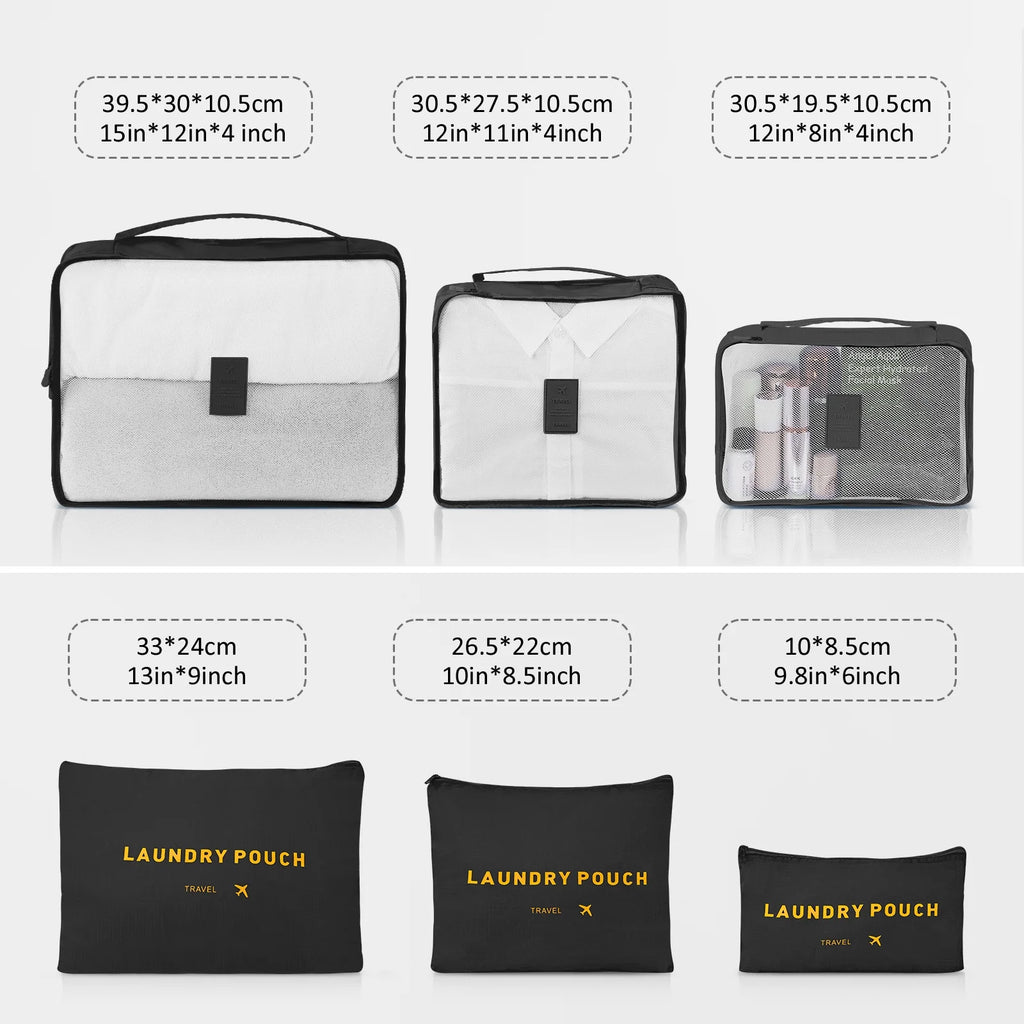 9 Piece Luggage Sets, Hard 20 24 28 in Luggage with 6 Pieces Organize Bags Travel Suitcases Sets with Wheels, Rosé