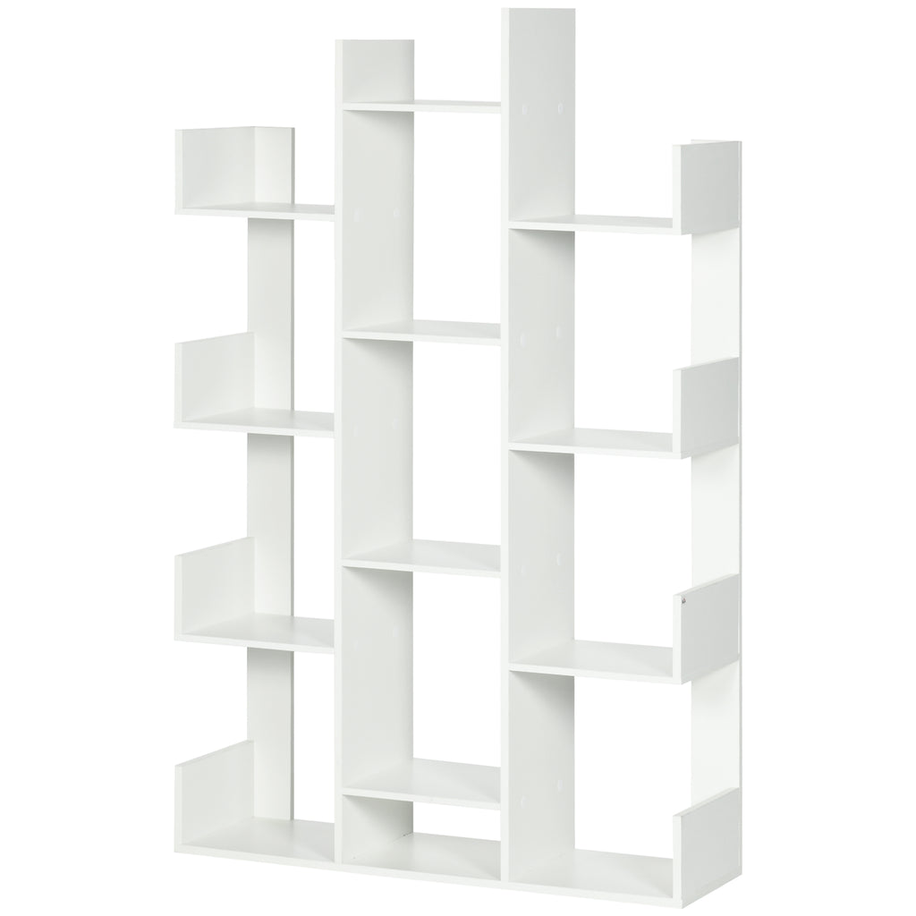 HOMCOM Mobiles Baum-Bücherregal mit 13 Regalen aus Spanplatte, 96x30x150cm