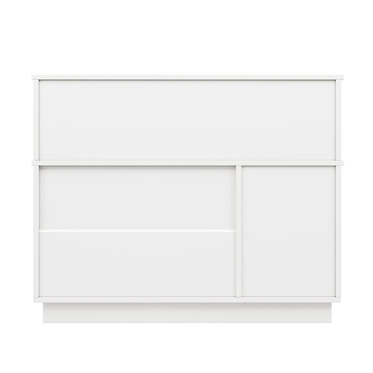 Anrichte Küchenschrank 120x95 cm mit Glastüren, Sideboard mit Regalen für Esszimmer und Wohnzimmer, weisser