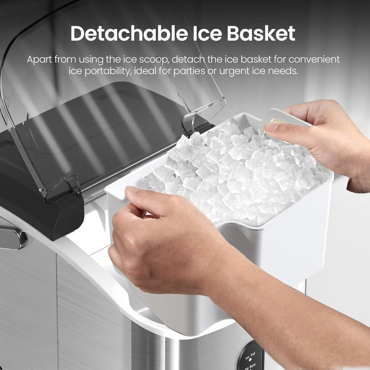Auseo Nugget Ice Maker Countertop, Ready in 6 Mins, 35 lb Each Day with Self - Cleaning, Portable Sonic Ice Machine for Home/Office/Bar, Black