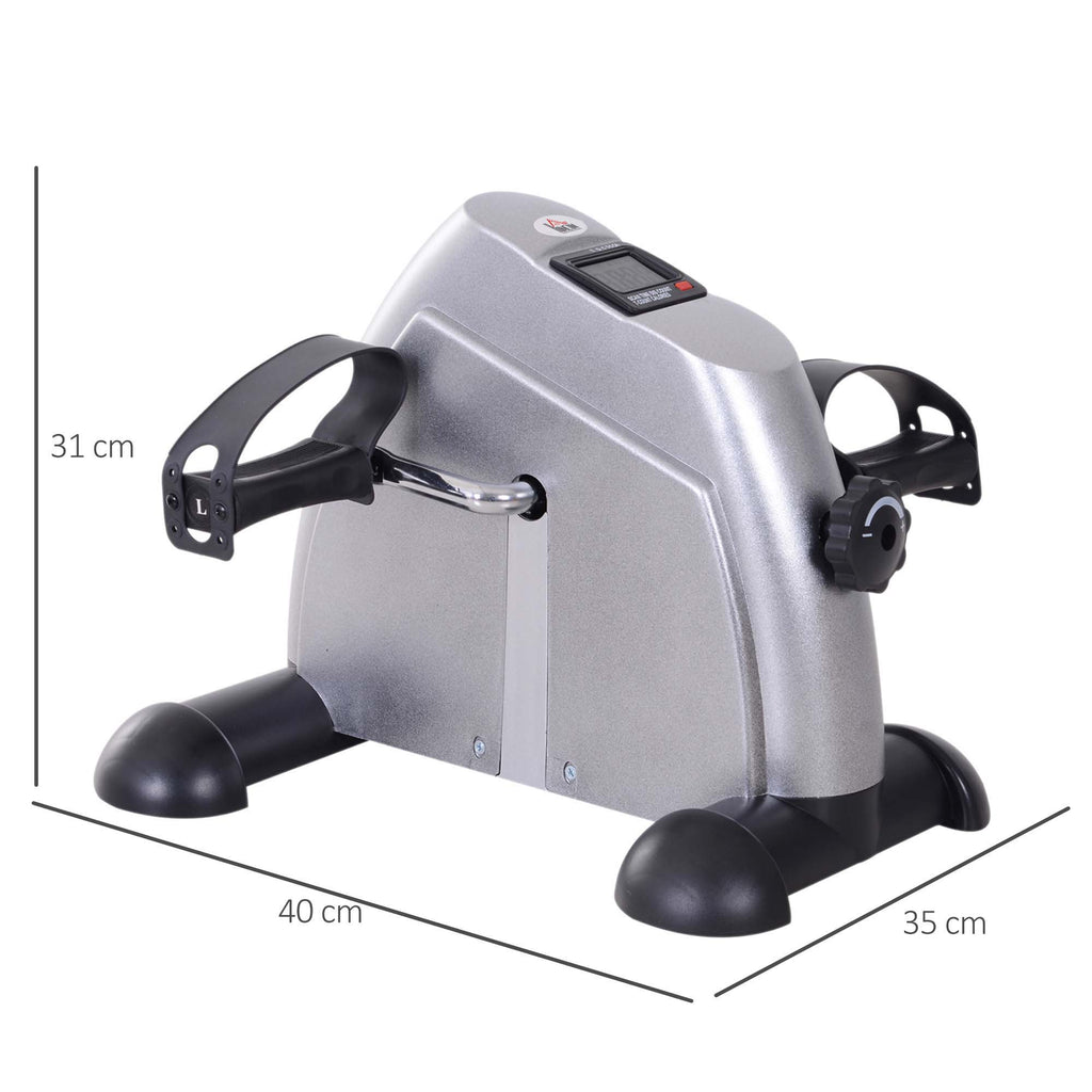 HOMCOM Mini Heimtrainer Fitnessbike Pedaltrainer mit LCD-Display verstellbarer Widerstand Arm und Beintrainer Hometrainer Fitnessgerät für Senioren Zuhause Heim Büro 35 x 40 x 31 cm Silber