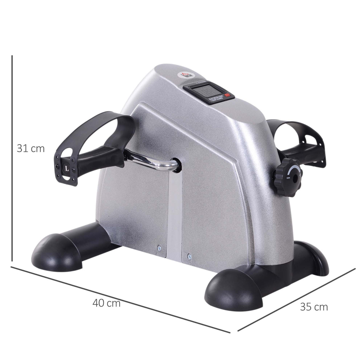 HOMCOM Mini Heimtrainer Fitnessbike Pedaltrainer mit LCD-Display verstellbarer Widerstand Arm und Beintrainer Hometrainer Fitnessgerät für Senioren Zuhause Heim Büro 35 x 40 x 31 cm Silber