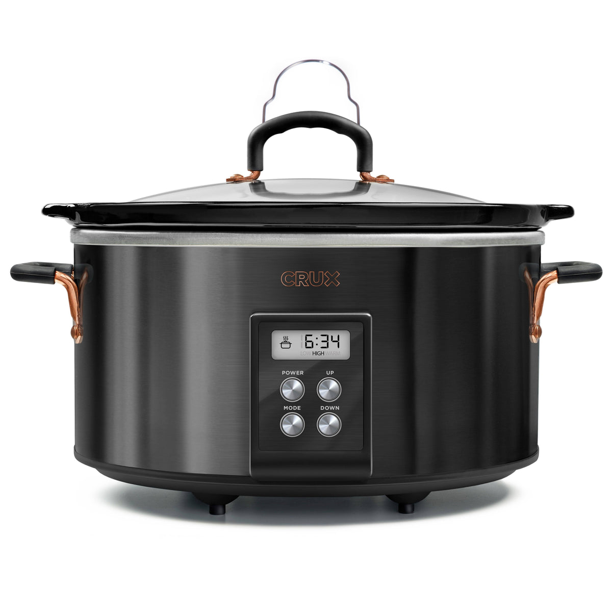 Crux 14681-SN 6 Quart Programmable Slow Cooker with Timer, Black