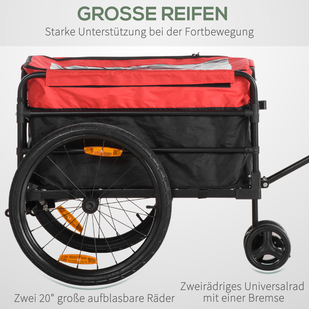 HOMCOM Lastenanhänger Bollerwagen 130 x 64 x 103 cm Stahl Schwarz+Rot