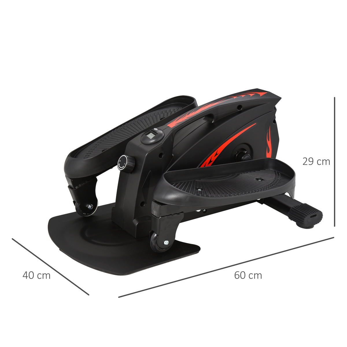 HOMCOM Mini Stepper mit LCD-Monitor, Heimtrainer, Pedaltrainer, Trainingsgerät, Stufenlos Einstellbarer Widerstand, Rutschfestes Steppbrett, Stahl