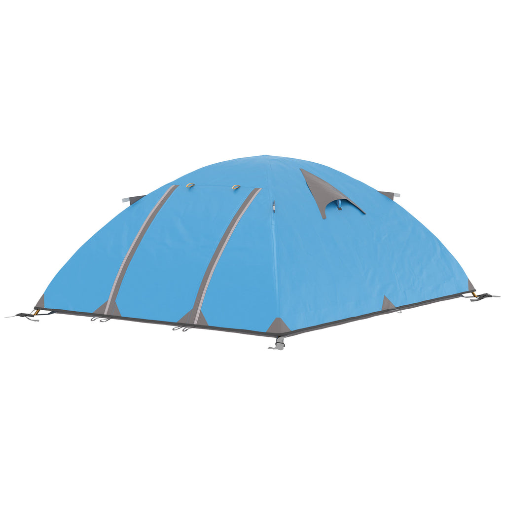 Outsunny Familien-Campingzelt für 2-3 Personen, leichtes belüftetes Kuppelzelt mit Reißverschlusstüren, inklusive Transporttasche, 268 x 214 x 103 cm, Blau
