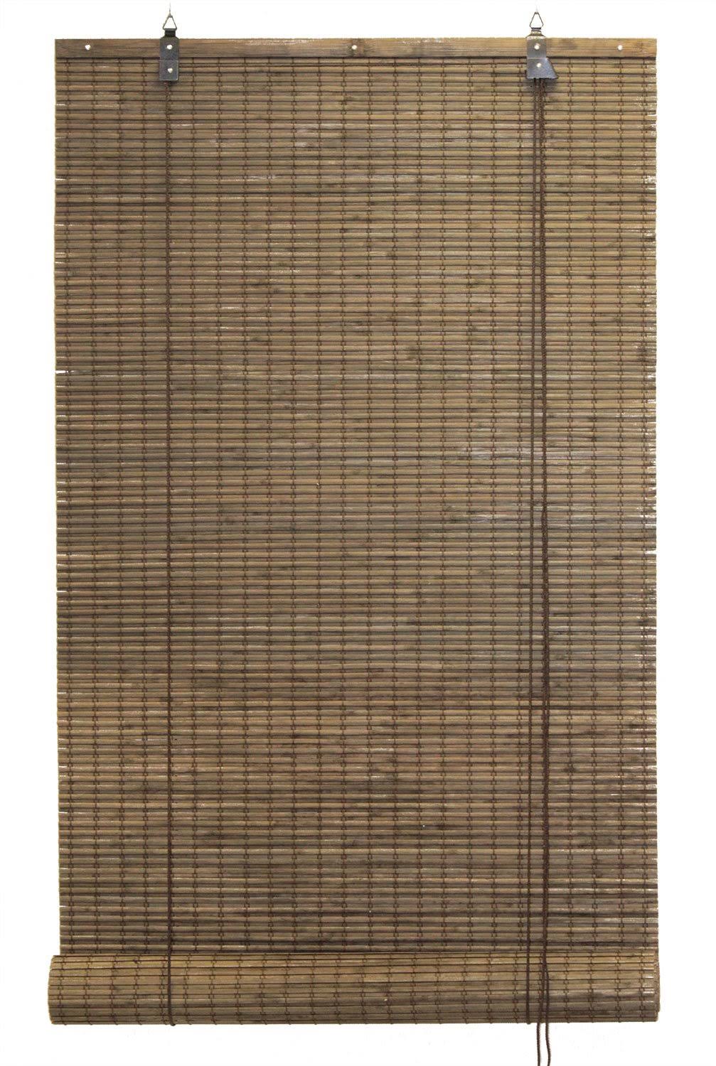Seta Direct, Bamboo Flat-Weave Sun-Filtering Roll Up Blind (30x66 inch, Espresso)