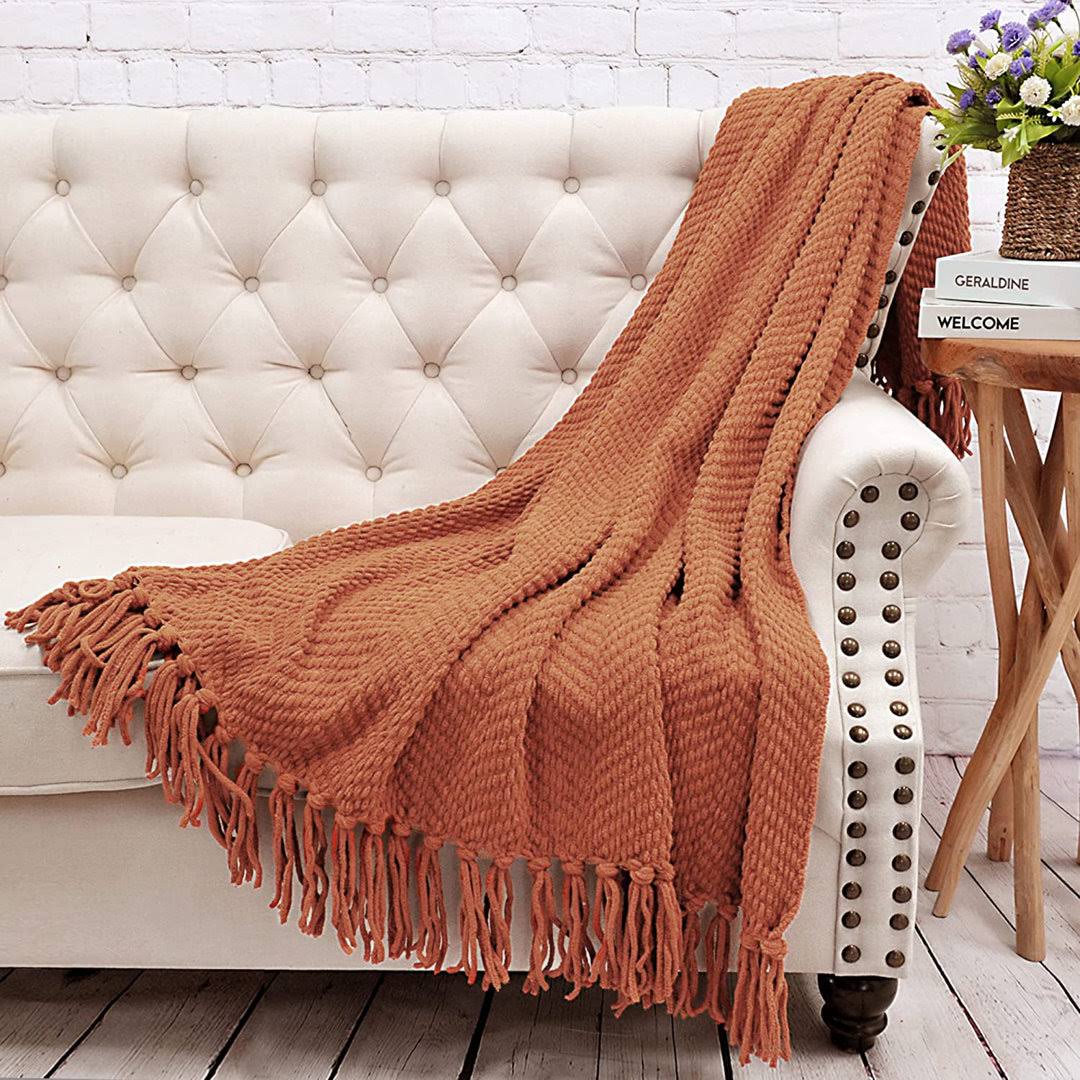 Nader Blanket Size: 60" W x 80" L, Color: Rust
