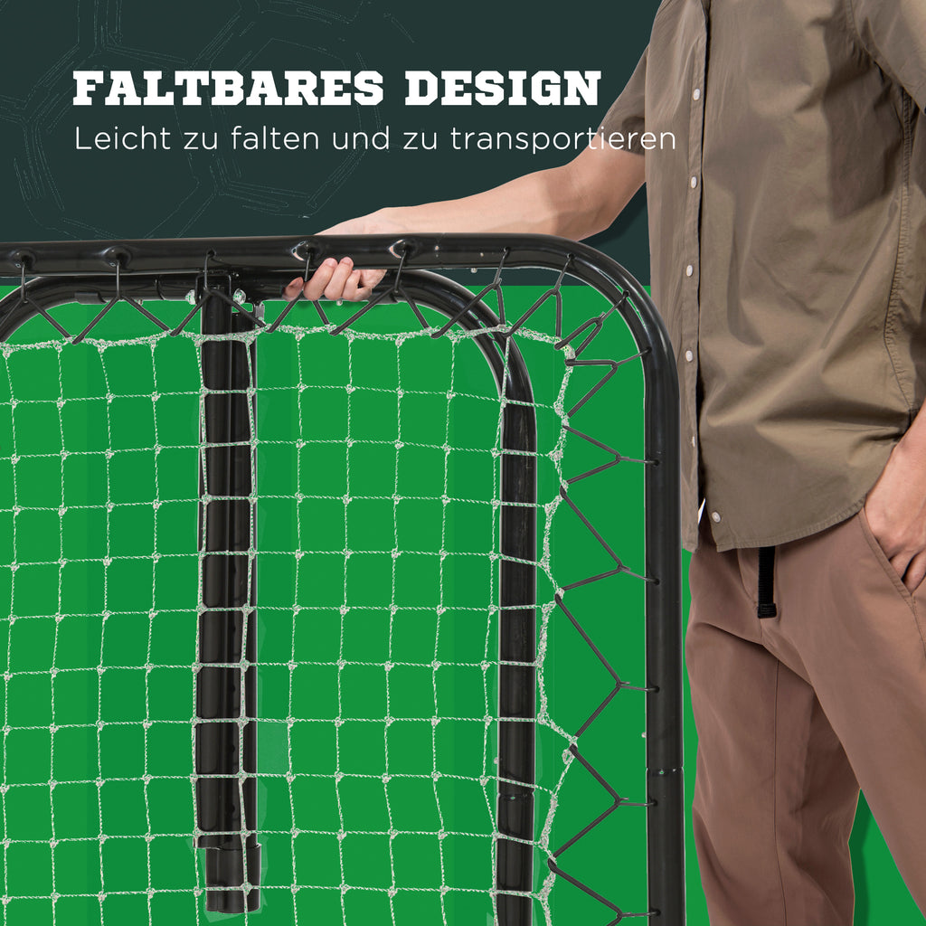 HOMCOM Rebounder für Fußball, Prellwand mit Heringen, verstellbar in 5 Stufen, tragbar, Kickback Tor, verstellbar Fußballtor für Jugendliche, Rückprallwand für Baseball Training 78x84x78cm, Weiß