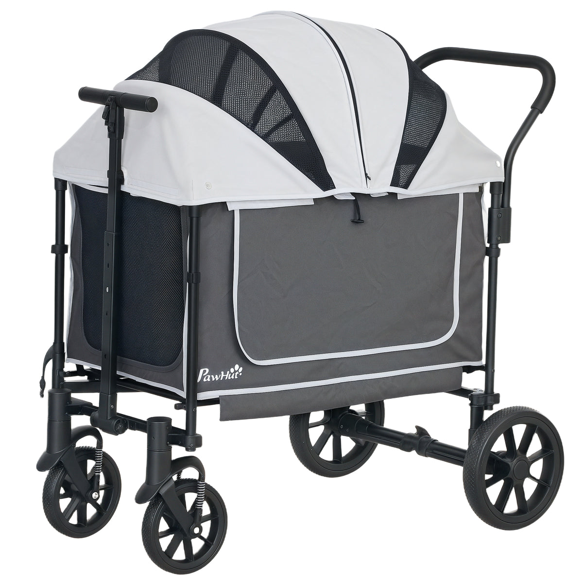PawHut Hundewagen Hundebuggy klappbar für Hunde & Katzen bis 30 kg 110 x 65 x 102 cm Dunkelgrau