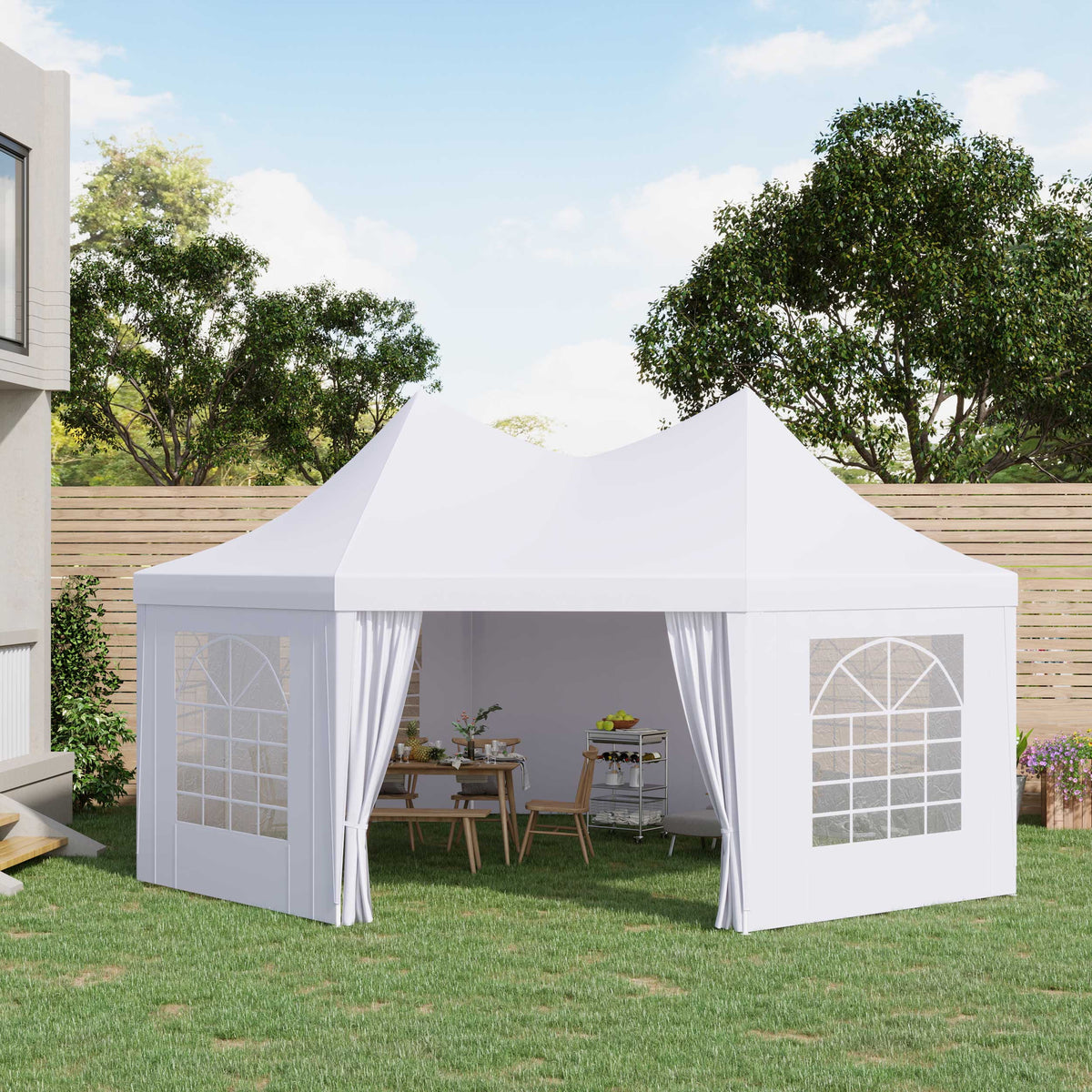 Outsunny 22.3' x 16.4' White Event Outdoor Canopies, Portable