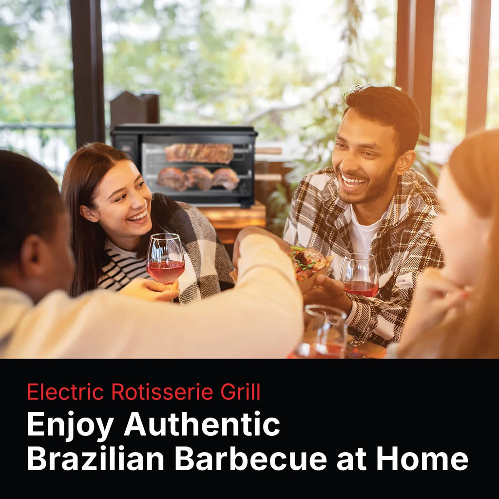 Brazilian Flame 2 - Skewer Brazilian Rotisserie Electric Grill in Red