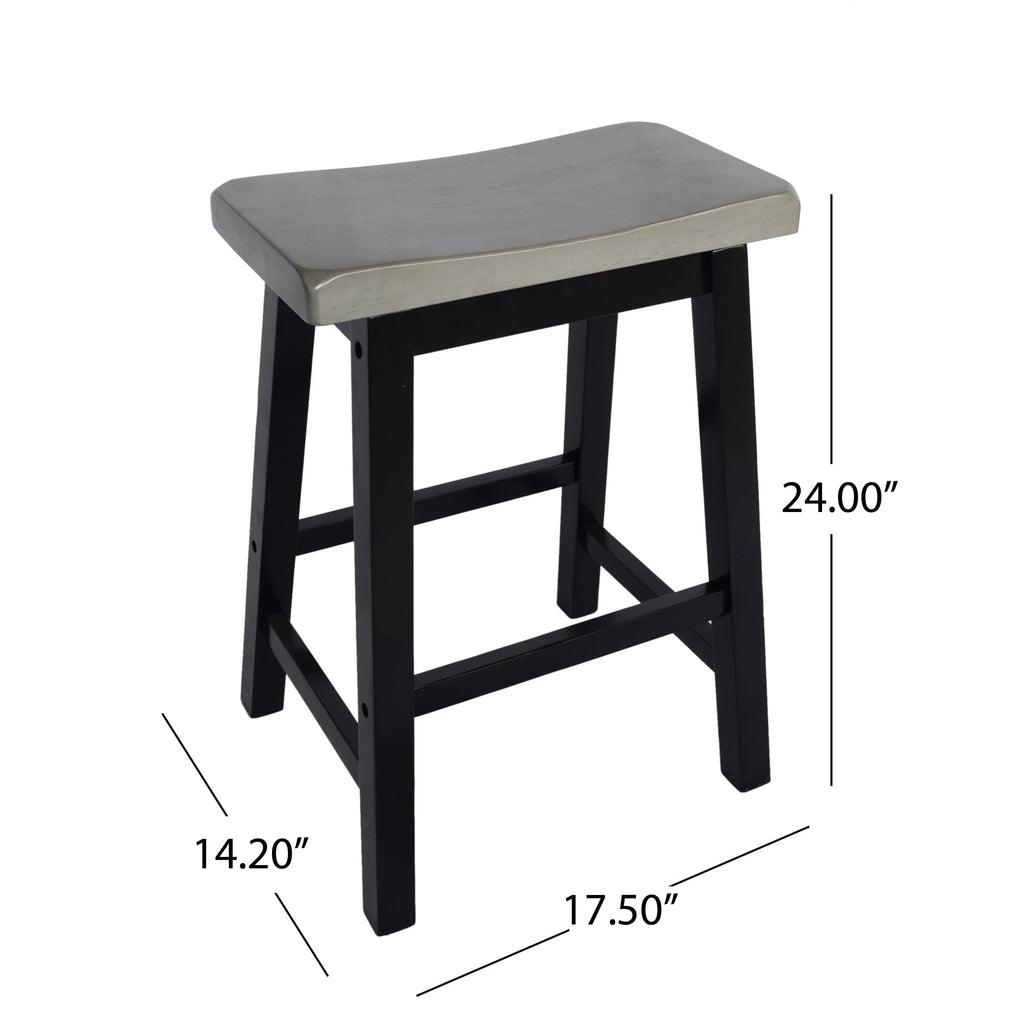 Noble House Dickson Farmhouse 4 Seater Rubber Wood Counter Dining Set, Gray and Black