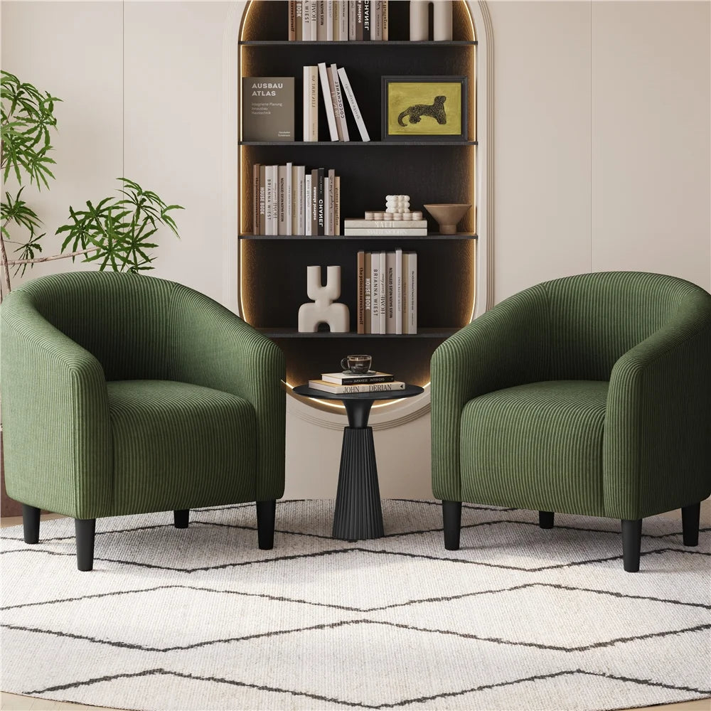 Yaheetech Upholstered Club Chair Accent Barrel Chair, Ivory