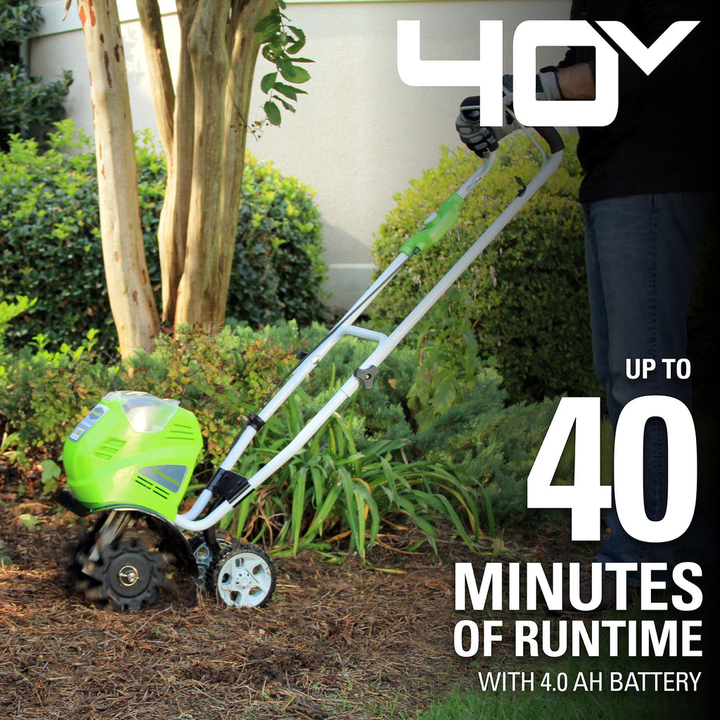 40V 10-inch Cordless Cultivator/Tiller with 40 Ah Battery and Charger. 27062