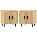 HOMCOM Set 2 Nachttische im skandinavischen Stil mit 2-stufigem Regal aus Holz und Stahl, 48x40x48 cm, Schwarz und Eiche
