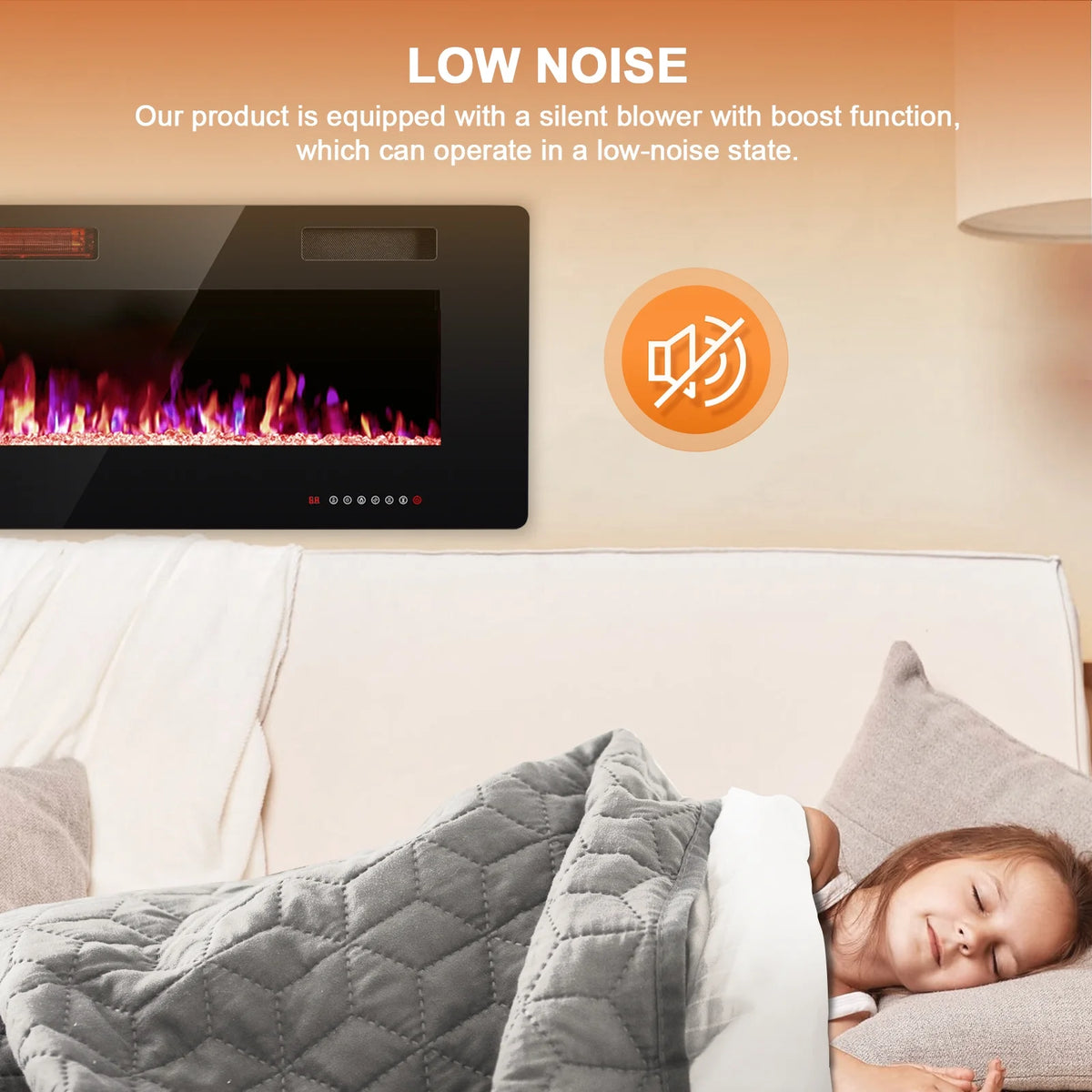 KISSAIR 60 Indoor Electric Fireplace Ultra Thin Fireplace, Wall Mounted Recessed Fireplace with Multiple Colors