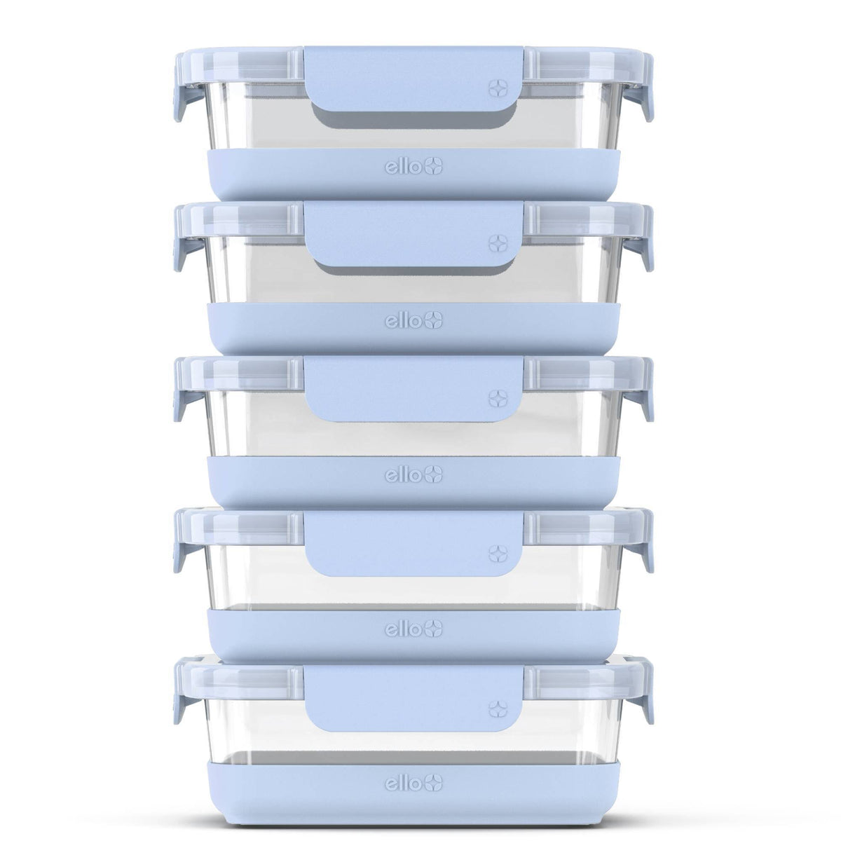 Ello 10pc Glass Meal Prep Food Storage Container Set Blue