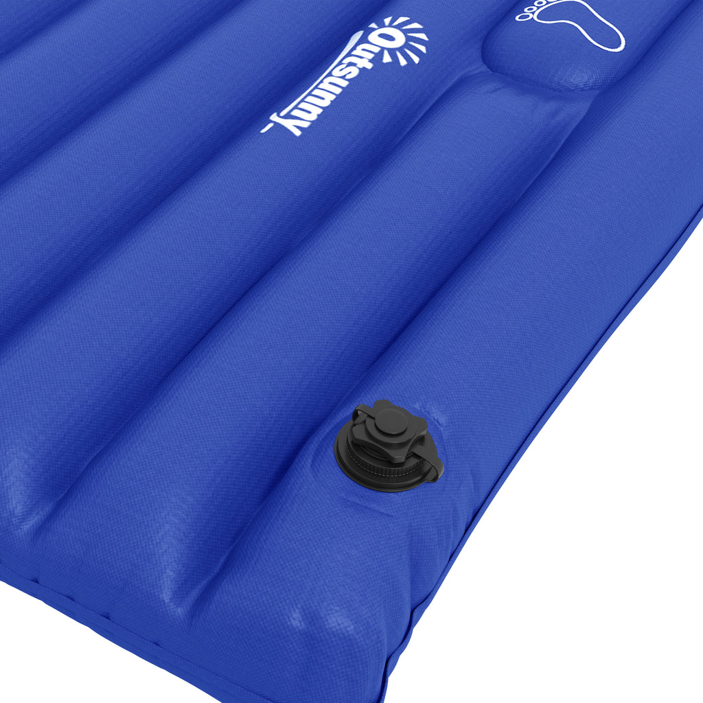 Outsunny Camping-Luftmatratze, inkl. Pumpe, schnell aufblasbar, robust, 195x70x10cm, Blau