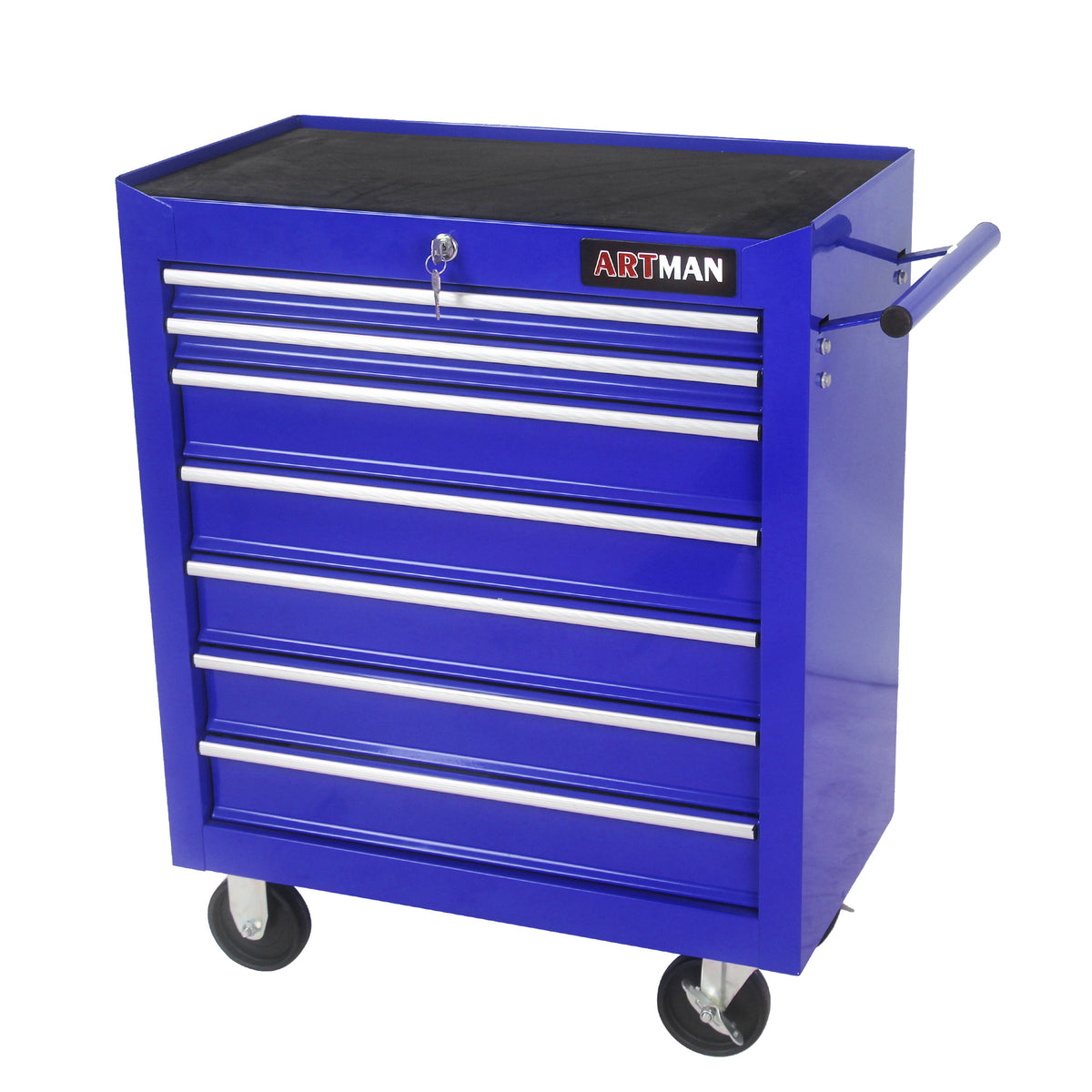 Aukfa Tool Chest, 24.5 in 7 - Drawer Steel Rolling Tool Box on Wheels for Workshop Garage, Red