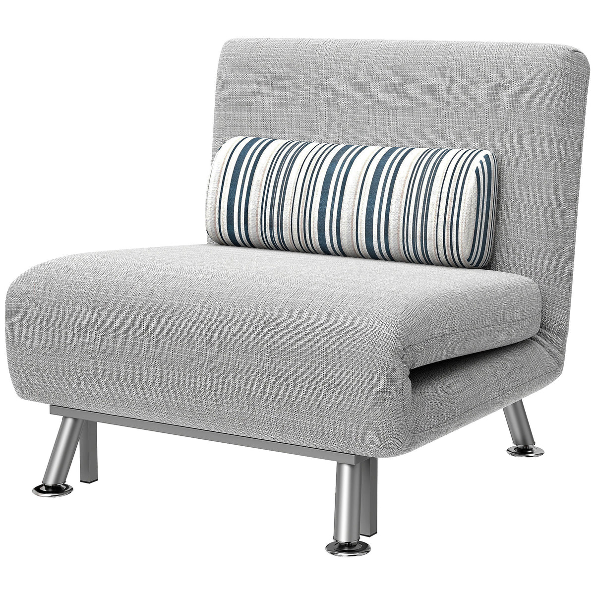 HOMCOM Klappsessel mit Bettfunktion, klappbarer Relaxsessel in Leinenoptik, Verstellbare Rückenlehne, 75 x 70 x 75 cm, Grau