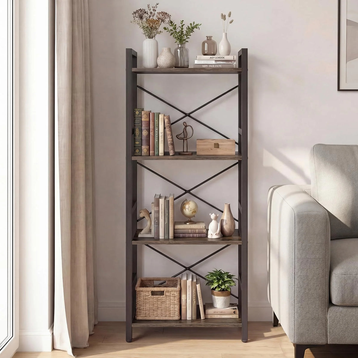Tangkula 3-Tier Industrial Bookshelf for Home Office