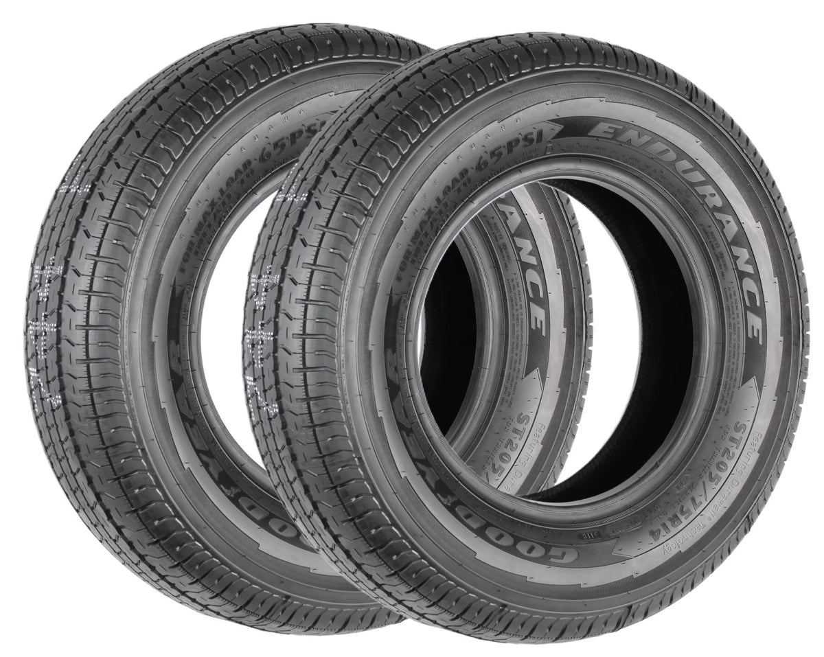 2 - Pack Fits Goodyear Endurance All-Season Trailer Tire ST205/75R14 LRD 2040 lb. 65PSI OD - 26.14