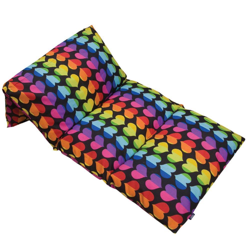 Wildkin Rainbow Hearts Pillow Lounger Black