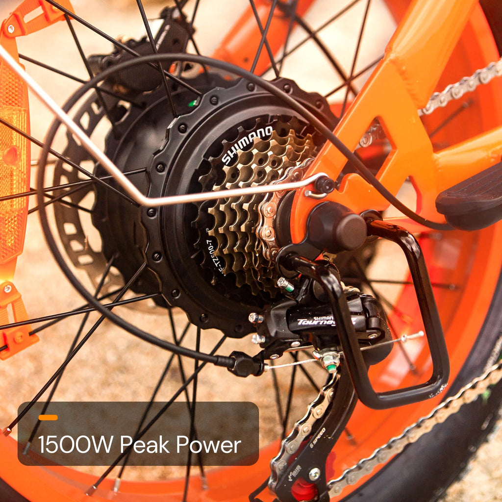 Bluvall Electric Bike, Peak 1500W 35MPH 20" Fat Tire E - Mountain Bikes, 52V 20ah Ebike for Adults, Full Suspension Hydraulic Brakes UL2849 - Orange