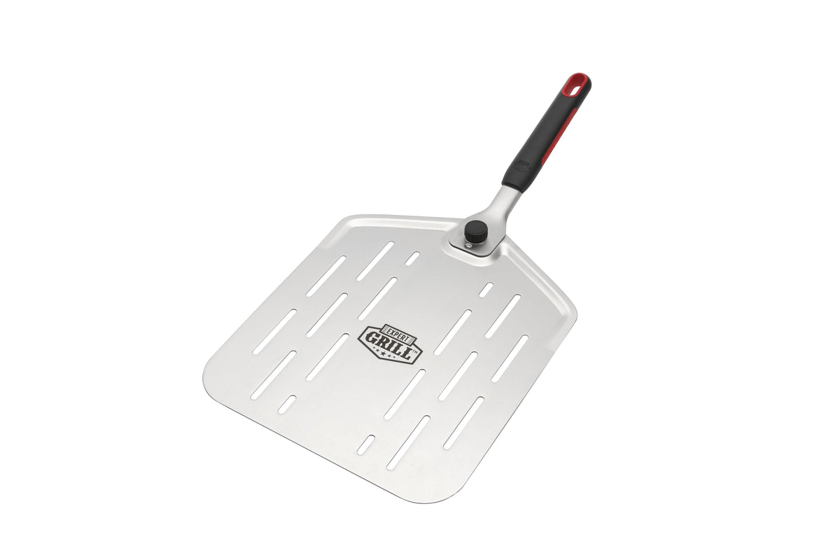 Expert Grill Stainless Steel Folding Pizza Peel with Rubber Handle,Silver, 21.5x11x2.87inches