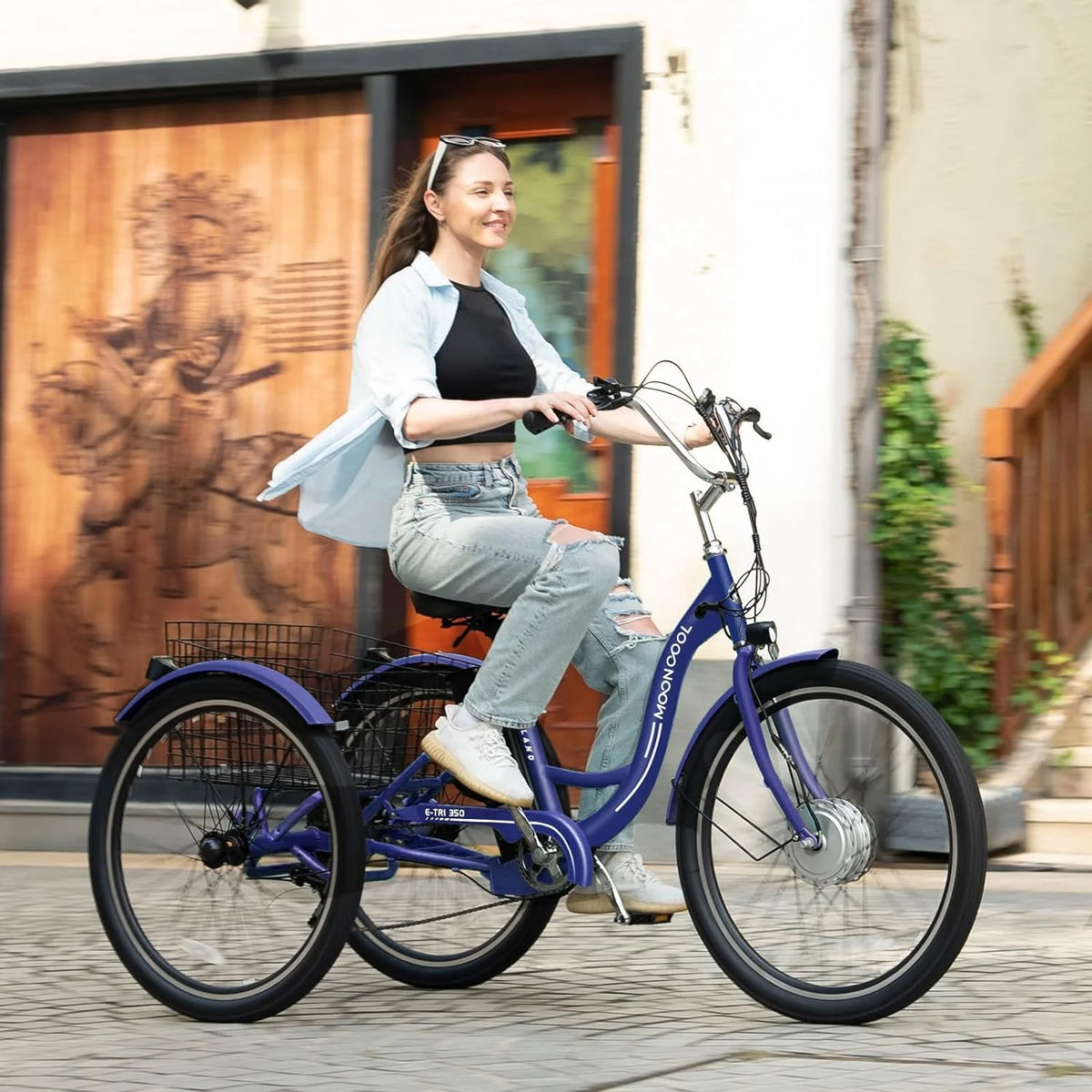 ABORON 24" 26" Electric Tricycles, 36V 10ah 350W Lithium Battery, 7 Speed E - Trike for Adults with Large Capacity Rear Basket & Adjustable Seat