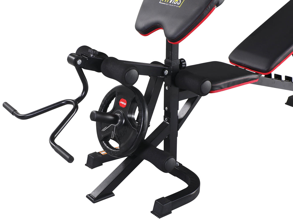 Fitvids LX600 Adjustable Olympic Workout Bench with Squat Rack, Leg Extension, Preacher Curl, and Weight Storage, 800 - Pound Capacity