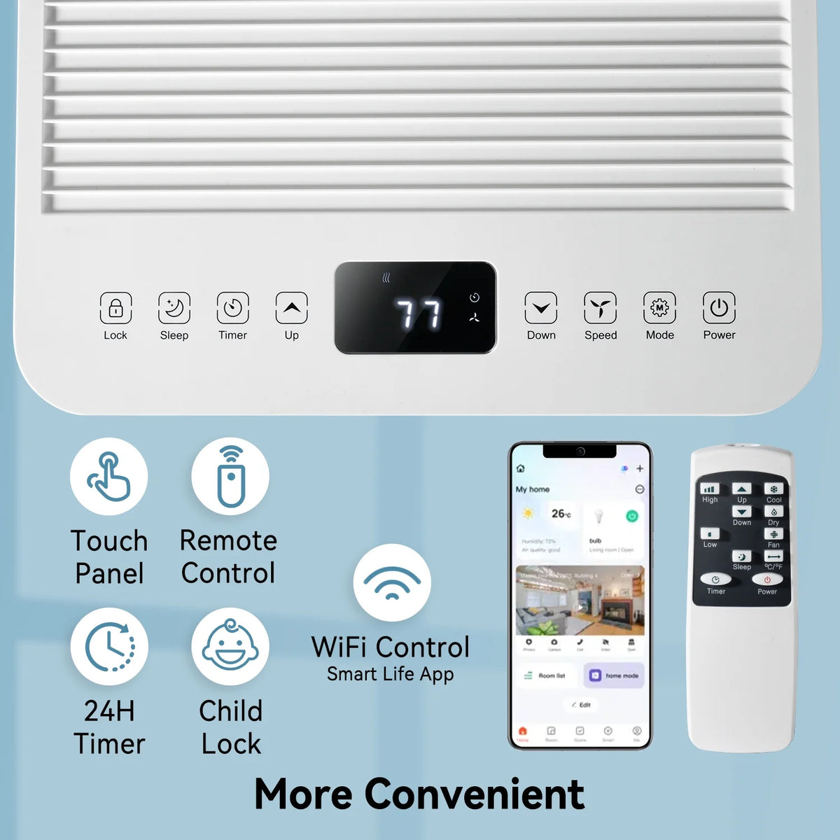 Bapipro 10, 000 BTU Smart Portable AC - WiFi/Remote, 4 - in - 1 for 300 Sq.ft, 24H Timer, Window Kit, 55db, ETL Certified