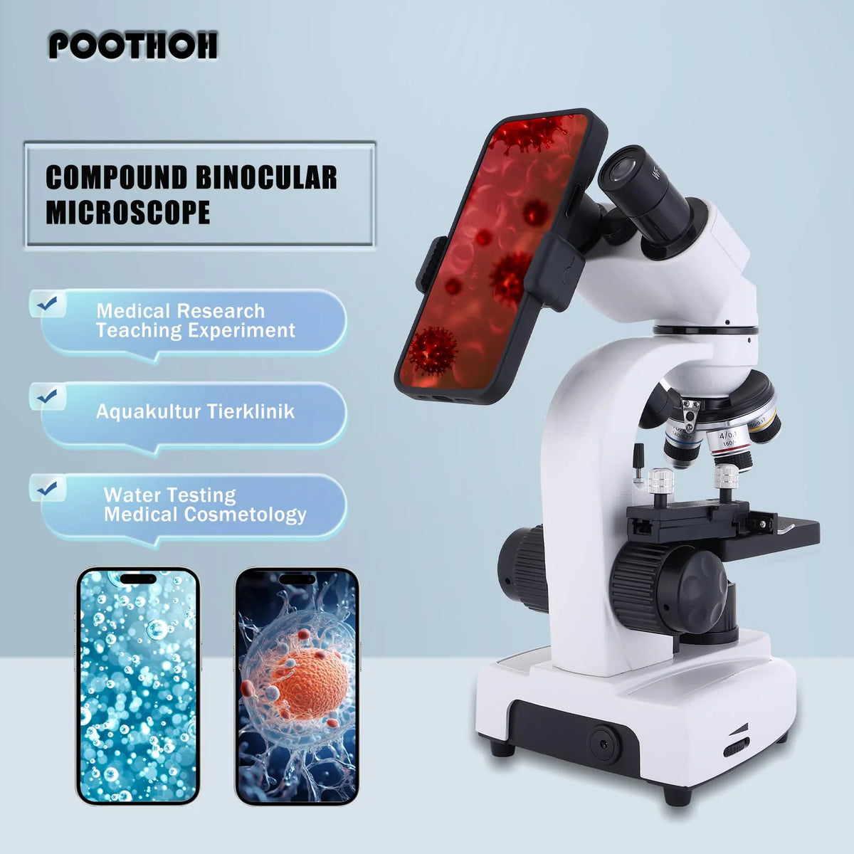 Poothoh Binocular Compound Microscope 40X-2000X
