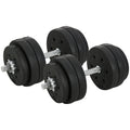 HOMCOM Kurzhantel Set 30KG Hantelset mit Hantelscheiben für Zuhause Büro Fitnessstudio Stahl Kunstleder Schwarz Krafttraining