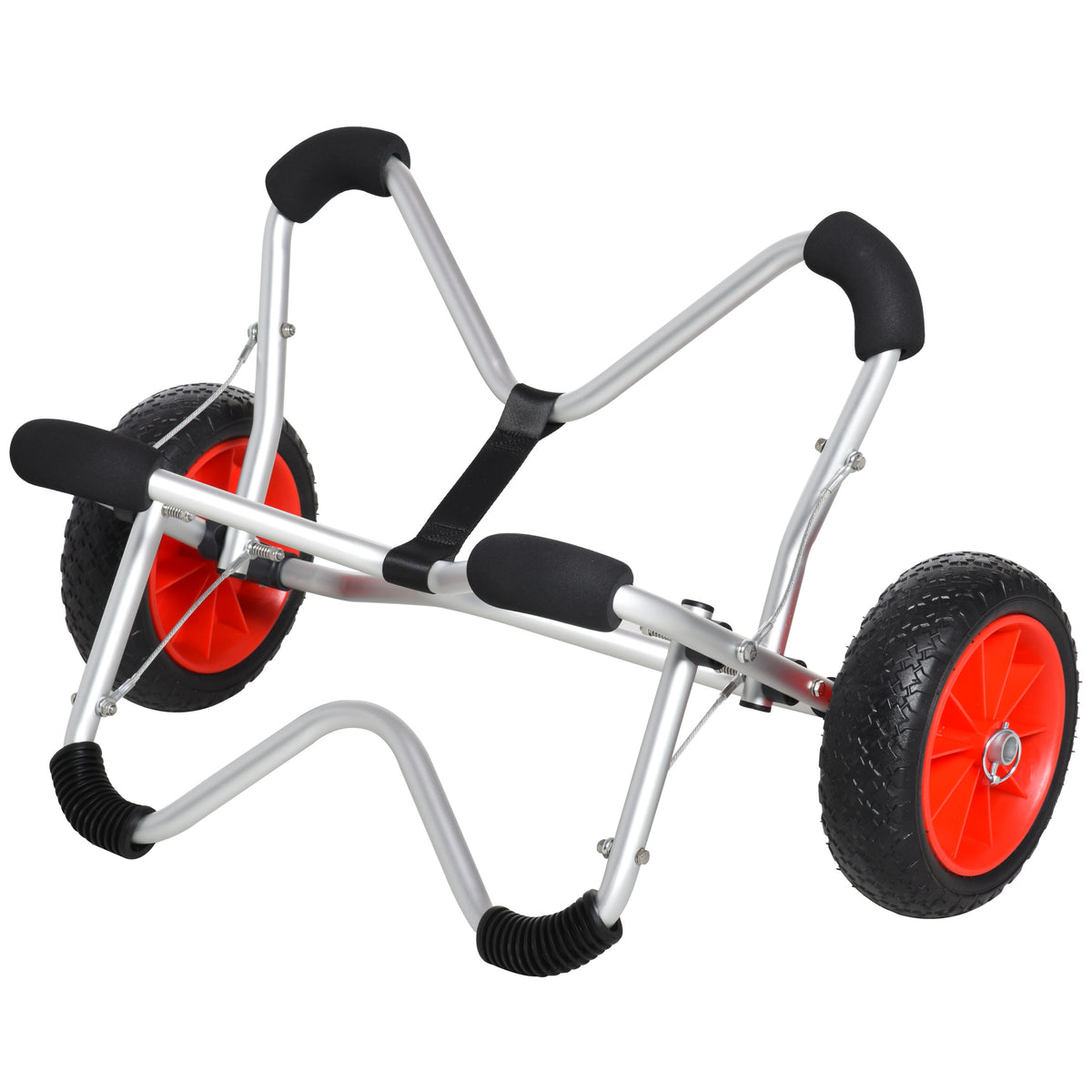 HOMCOM Kajakwagen Alu Bootswagen faltbare transportwagen Kunstleder-Reifen Silber 75 kg 75 x 43 x 46 cm
