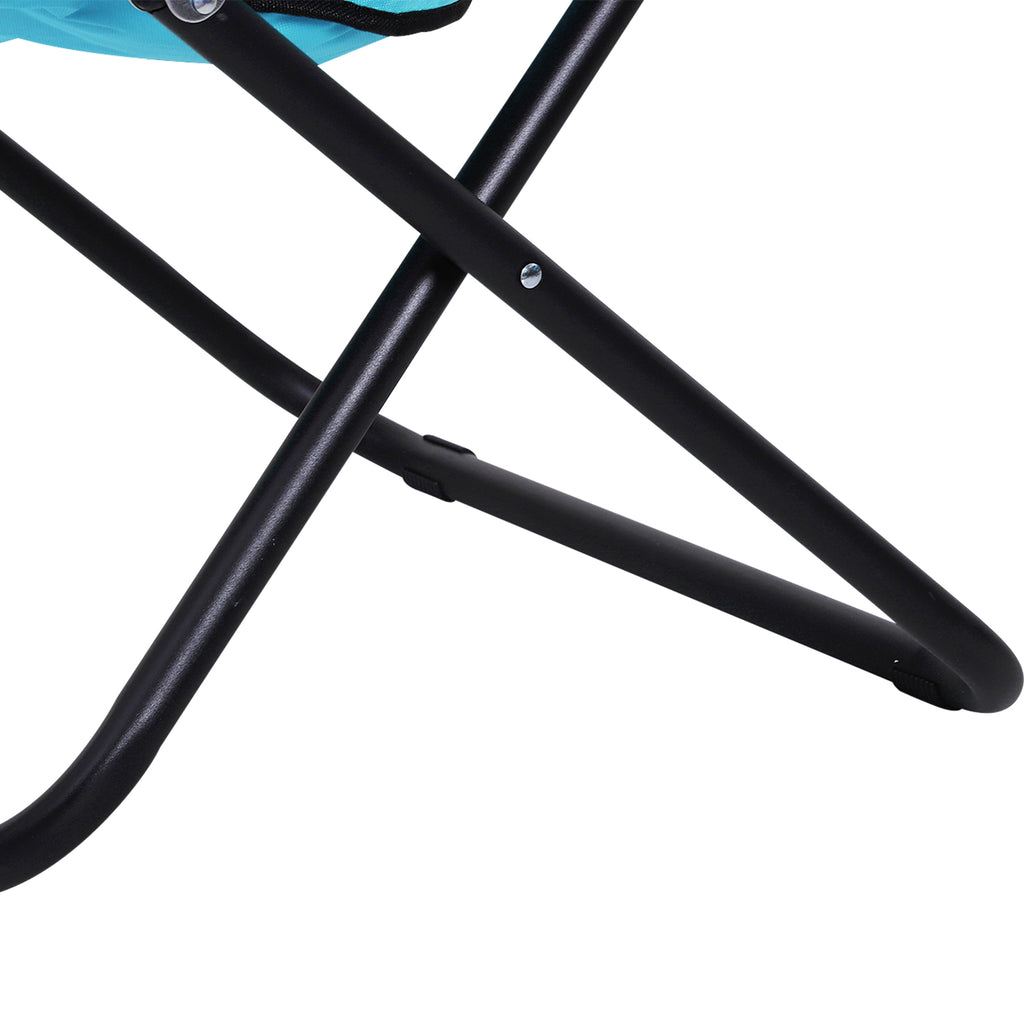Outsunny Campingstuhl Faltbar Campingsessel mit Lehne, Klappstuhl bis 120kg, gepolstert Moonchair Extra Breit, Faltsessel Outdoor Stuhl für Garten, Balkon, Camping, Blau