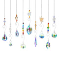 Crystal Suncatchers, RIFNY Hanging Crystals Ornament Sun Catcher with Chain, 9 Pack Glass Beads Ball Prisms Pendant Rainbow Maker for Window Home