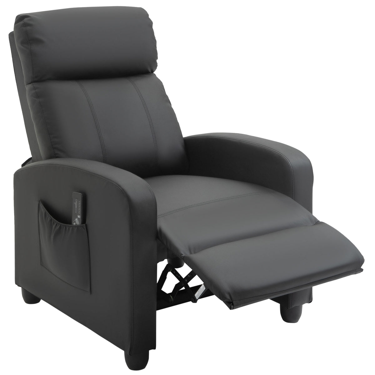 HOMCOM Massagesessel mit Liegefunktion, Relaxsessel mit Massagefunktion, Fernsehsessel mit Fernbedienung, Massagesofa mit Rückenlehne, elektrisch, Schwarz