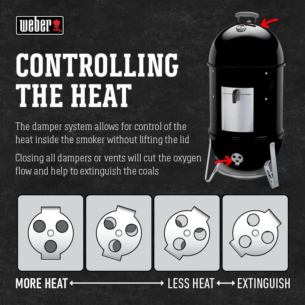 Weber 18 - Inch Smokey Mountain Cooker, Charcoal Smoker, Black