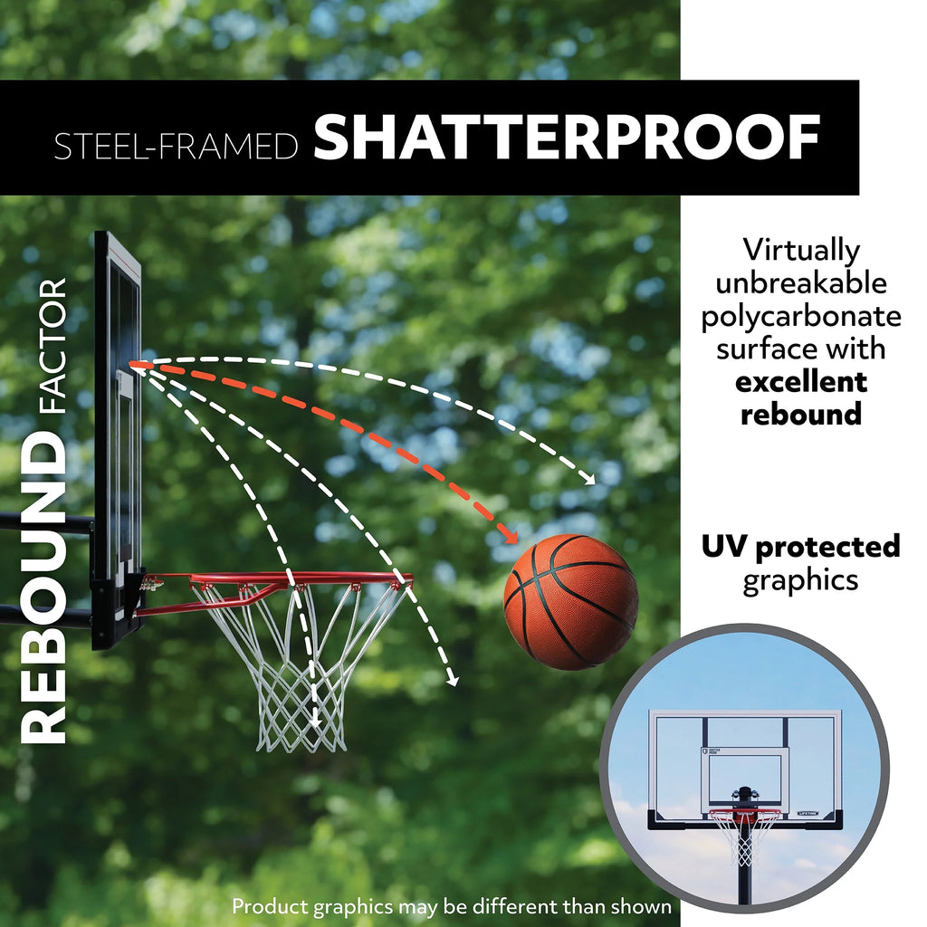 Lifetime 48 - Inch Shatterproof Portable Basketball Hoop with Strong Arm Adjustment & Slam - It Rim - Model 90585 - Outdoor Play