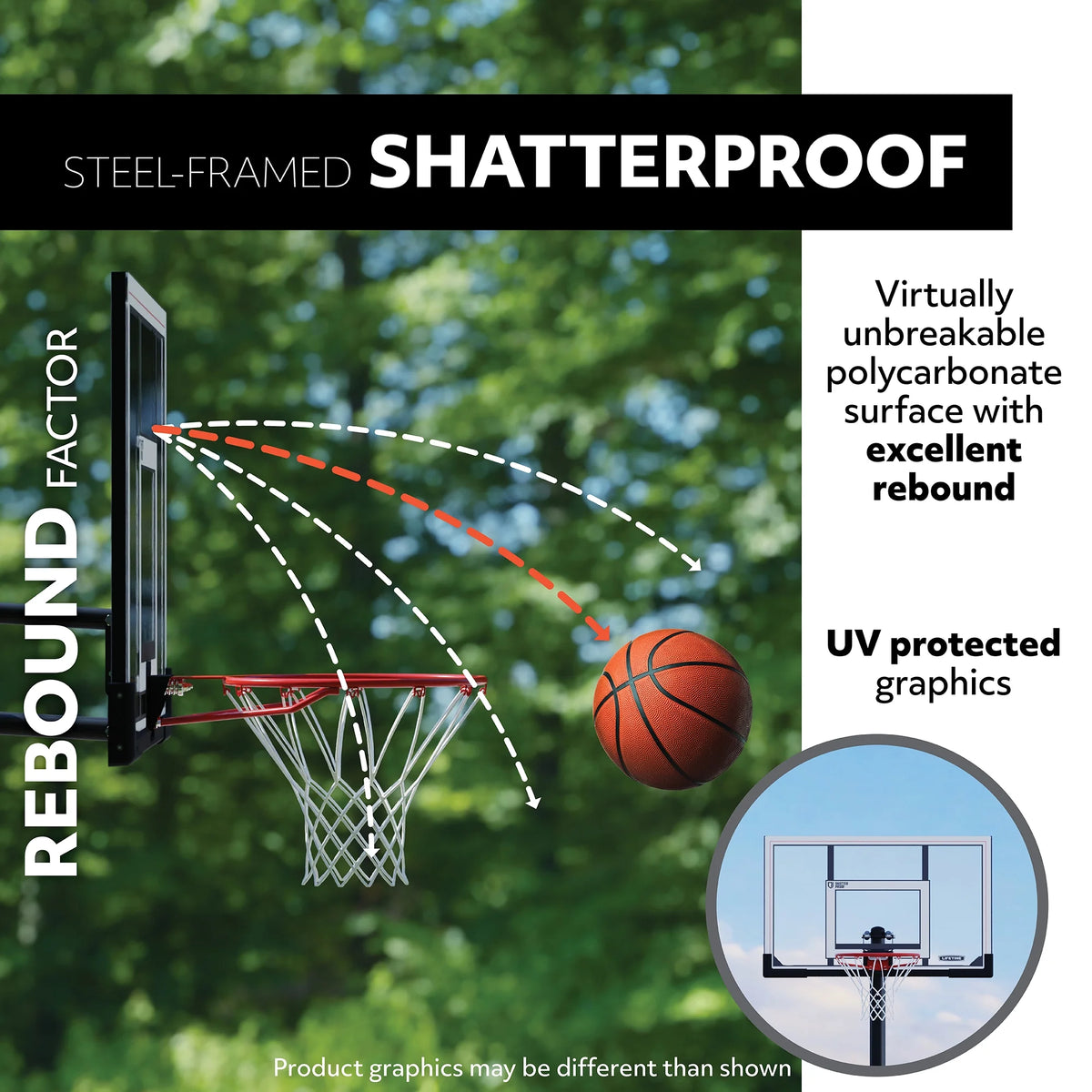 Lifetime 48 - Inch Shatterproof Portable Basketball Hoop with Strong Arm Adjustment & Slam - It Rim - Model 90585 - Outdoor Play