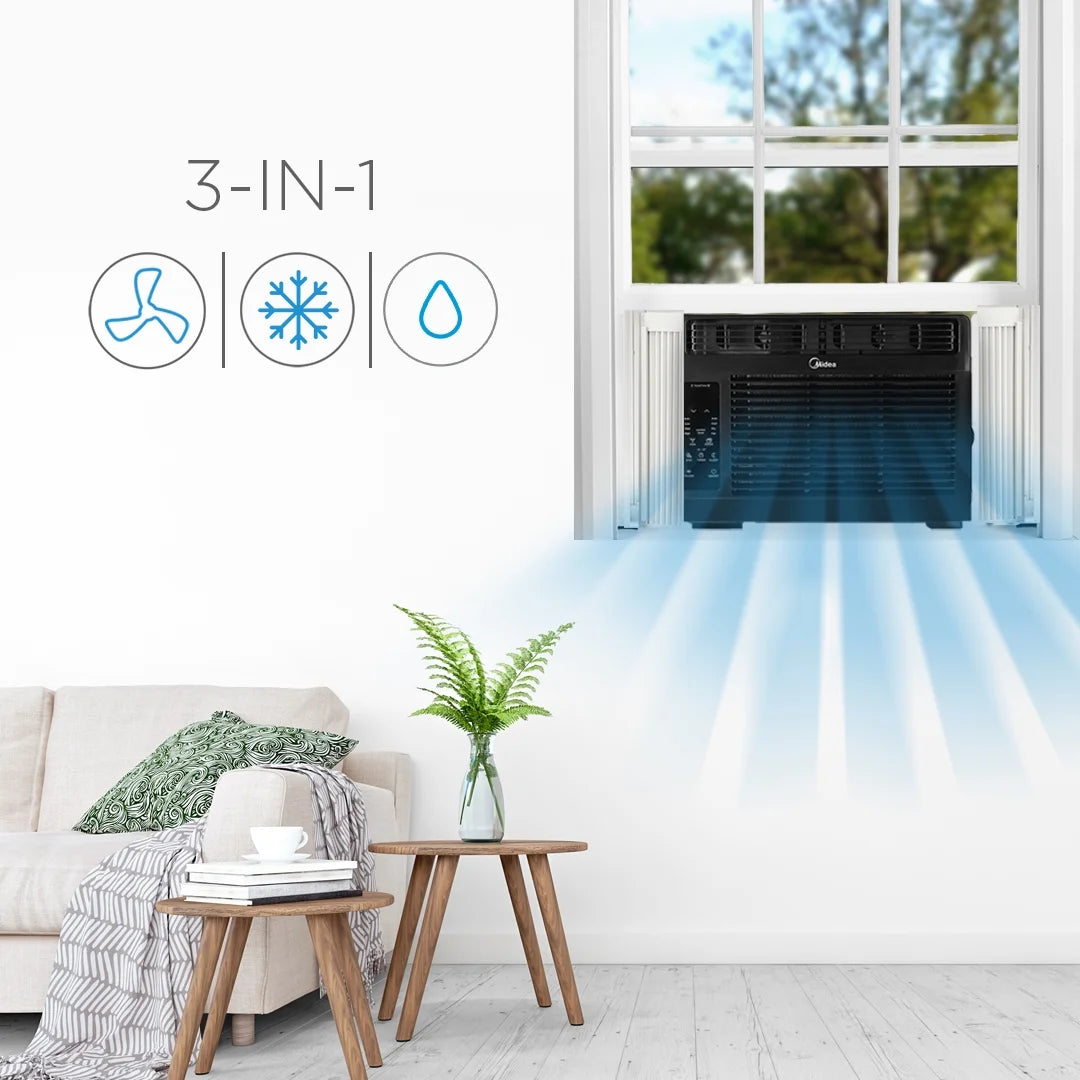 Midea 5, 000 BTU Window Air Conditioner, 150 Sq. Ft., White, New