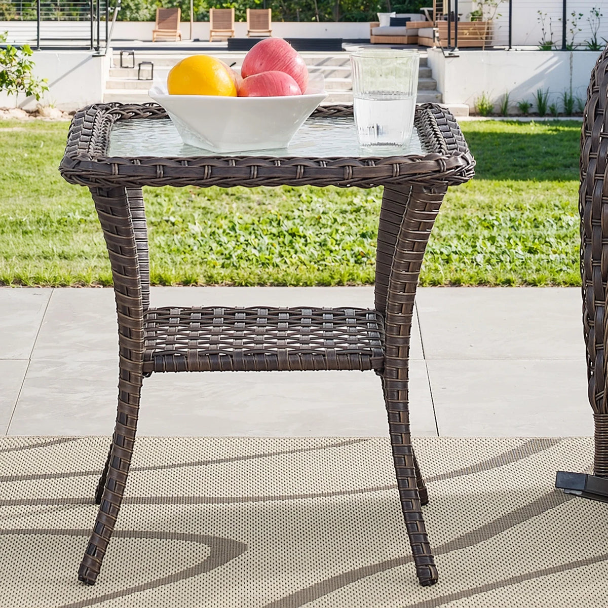 OPOHORO Outdoor Recliner Chair, Adjustable Reclining Patio Chair with Cushion, Wicker Outdoor Chaise Lounge with Adjustable Backrest and Footrest, Ideal for Pool Deck, Beige