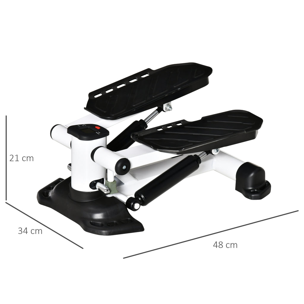 HOMCOM Mini Stepper für Zuhause, Rutschfest Up-Down Stepper mit LCD-Anzeige, Stepper Hometrainer mit zwei großen Pedalen, Stahl, Schwarz